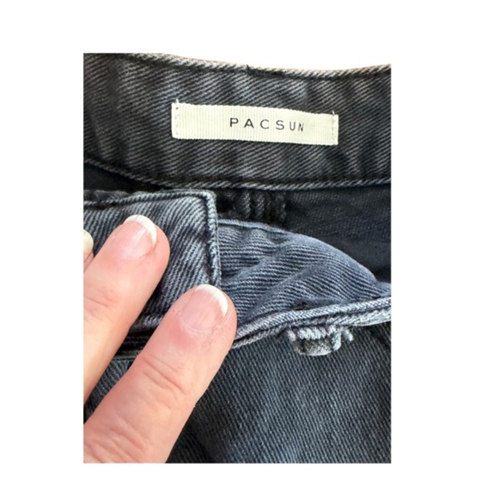 Pacsun High Rise Festival Jean Shorts Black Wash Distressed Denim 26 - Picture 3 of 5